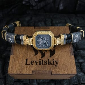 Позолочений православний браслет із Георгієм Переможцем і ліками Святих (1694238756)