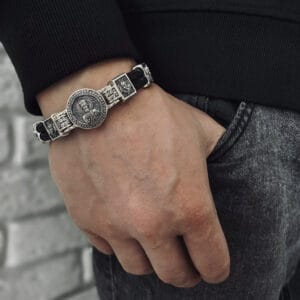 Срібний православний браслет з Миколи Чудотворцем (1800650664)