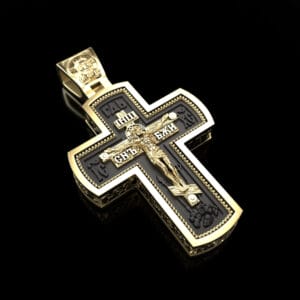 Золотий православний хрест з чорним деревом Розмір: 60/35 мм Вага +- 16,2 грамм (2014044638)