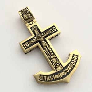 Хрест із золота 585 проби ( з чорним оніксом або деревом ебен ) Арт.0195