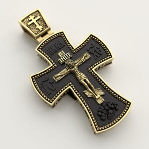 Хрестик із золота 585 проби та дерева ебен.