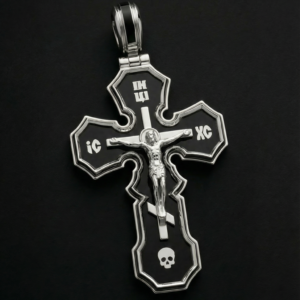 Хрестик із золота 585 проби та емалью