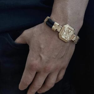 Золотий чоловічий браслет Архангел Михайло