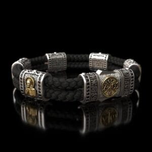 Православний браслет із білого та жовтого золота 585 проби