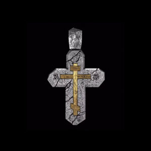 Золотий хрест біле та жовте золото + чорніння