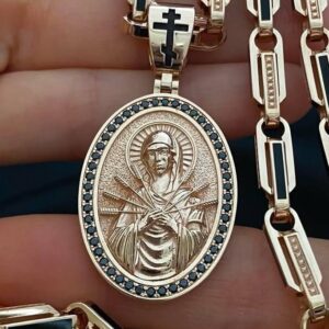 Золотий підвіс Семістрельна Божа матір та Янгол Охоронець.