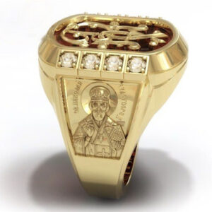 Перстень золотий православний "Микола Чудотворець"