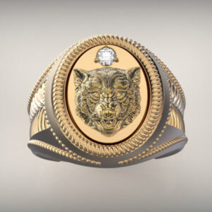 Перстень "Вовк" з діамантом