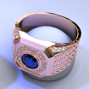 Каблучка чоловіча з корундом сапфіру "Маршалл"