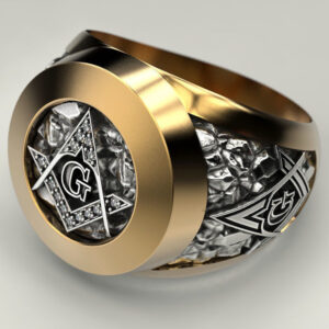 Чоловічий перстень "Масонський" з діамантами