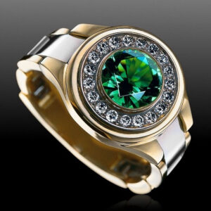 Перстень "Ролекс" зі смарагдом та кристалами swarovski