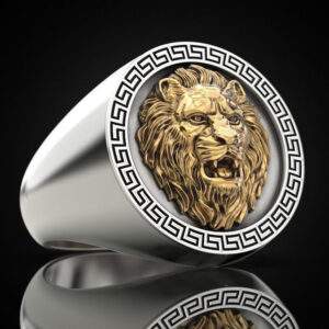Перстень "Лев із грецьким орнаментом"