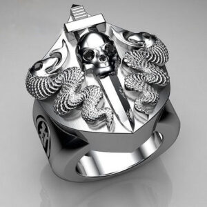 Перстень "Меч і Череп" з діамантами