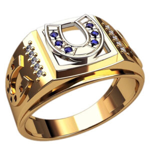 Перстень "Золота підкова" з сапфірами