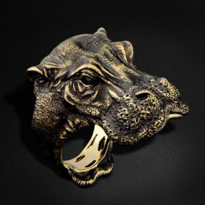 Ексклюзивний перстень "Бегемот" із чорними діамантами