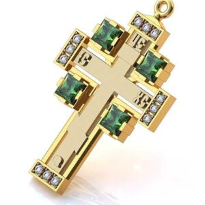 Золотий православний хрест із камінням