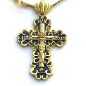 Золотий хрест синє світло