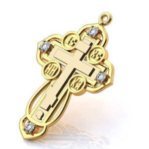 Золотий православний  хрест із камінням