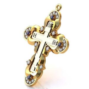 Золотий натільний хрест із камінням