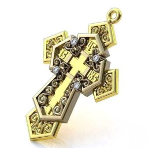 Золотий хрест ковчег з камінням