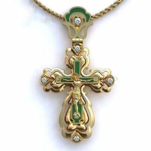 Золотий хрест з камінням та емаллю