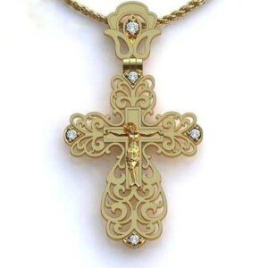 Золотий православний хрест Ісус рятівник