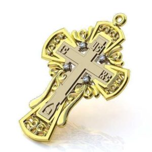 Золотий православний хрест Ісус рятівник