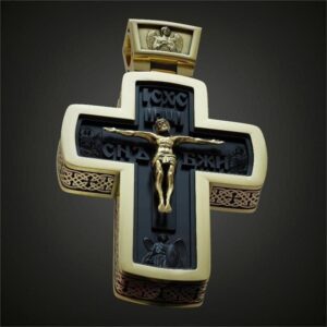 Золотий православний хрест Ісус рятівник
