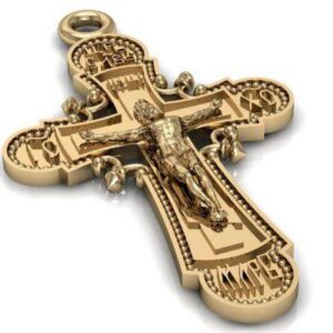 Золотий православний хрест Ісус рятівник