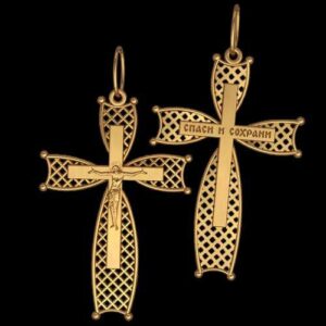Золотий православний хрест Ісус рятівник