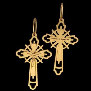 Золотий православний хрест Ісус рятівник