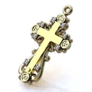 Золотий хрест Цар Соломон з камінням