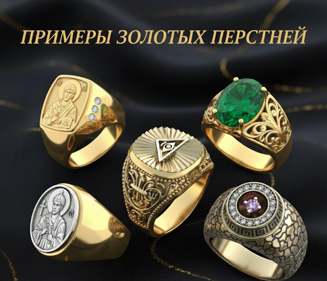 Приклади золотих перстнів та кілець